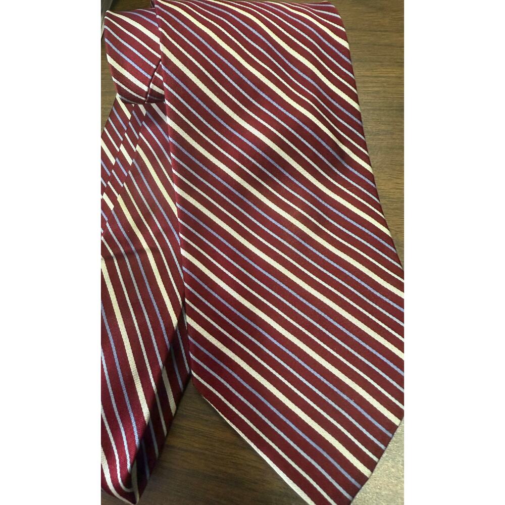 Brooks Brothers 346 Burgundy, Silver, Periwinkle Necktie, NWOT